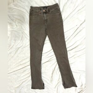 Womens gray express midrise skyscraper skinny jeans with flare size 4R